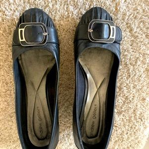 Andrew geller Leather 2 in wedge shoes. Very Comfy